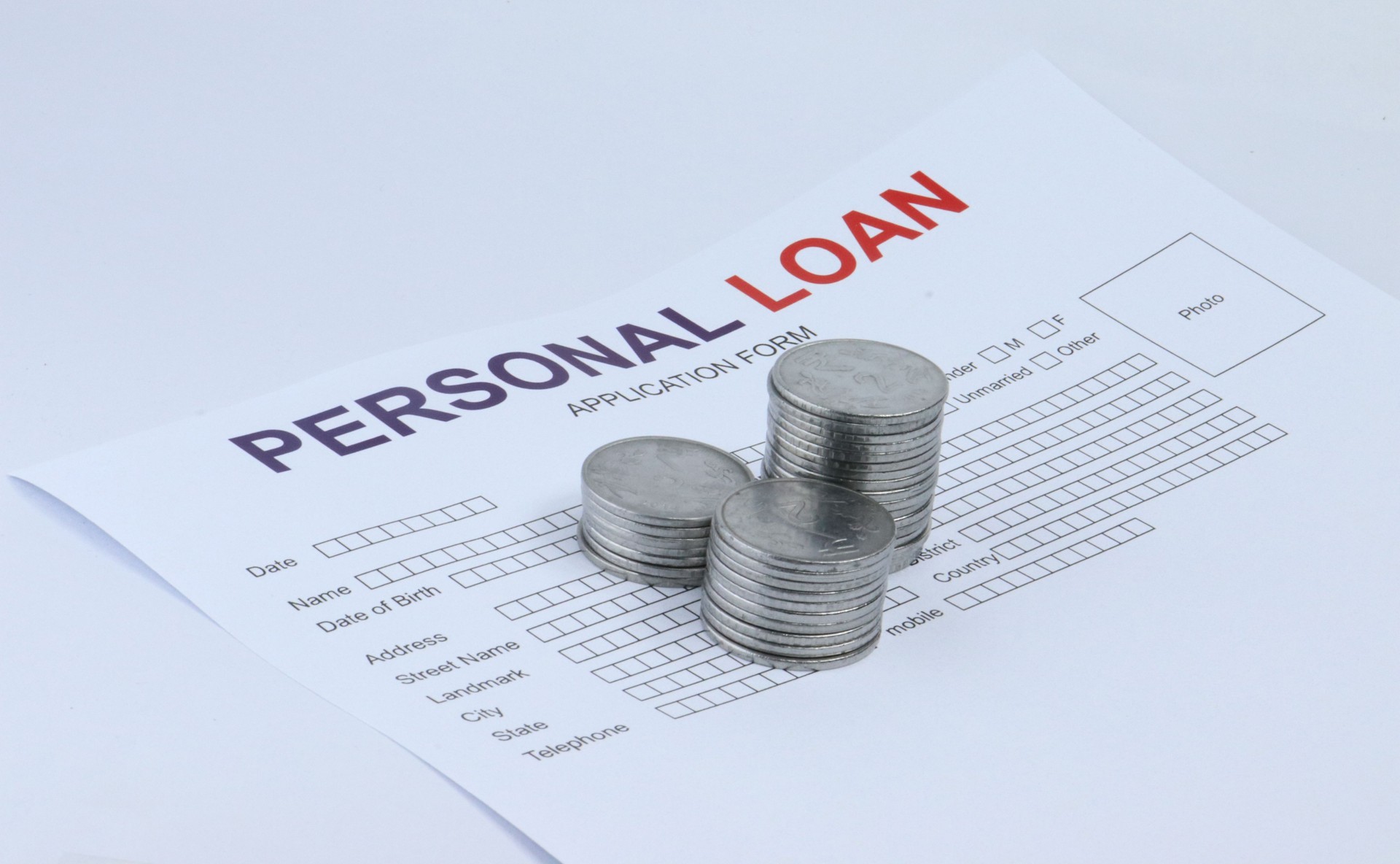 Personal Loan application isolated on white background